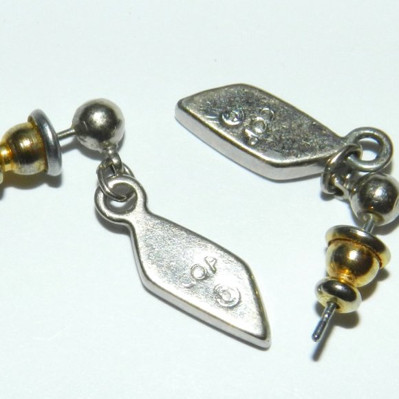 Vintage COP Turquoise And Coral Chip Inlay Small Earrings - Picture 4 of 4